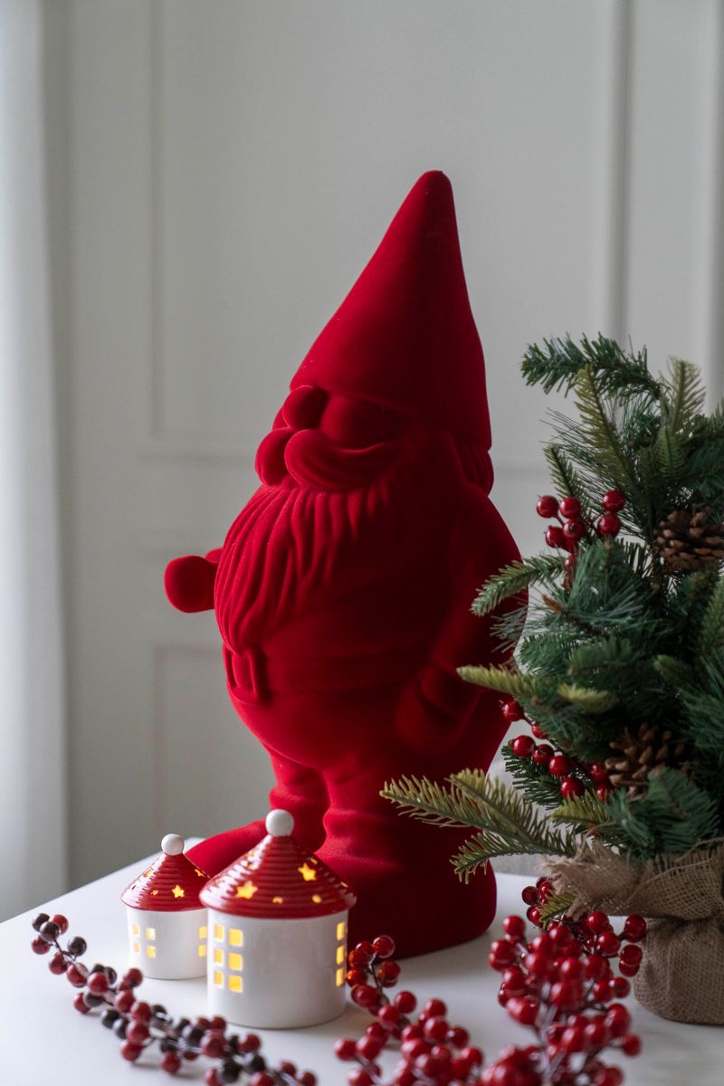 Velour Tomte 56cm Röd