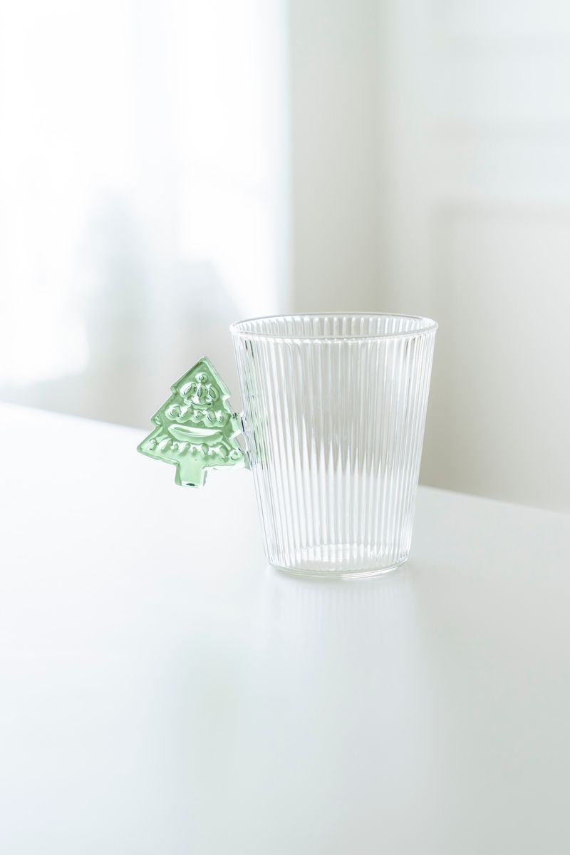 Tekopp - Glas Räfflor Julgran
