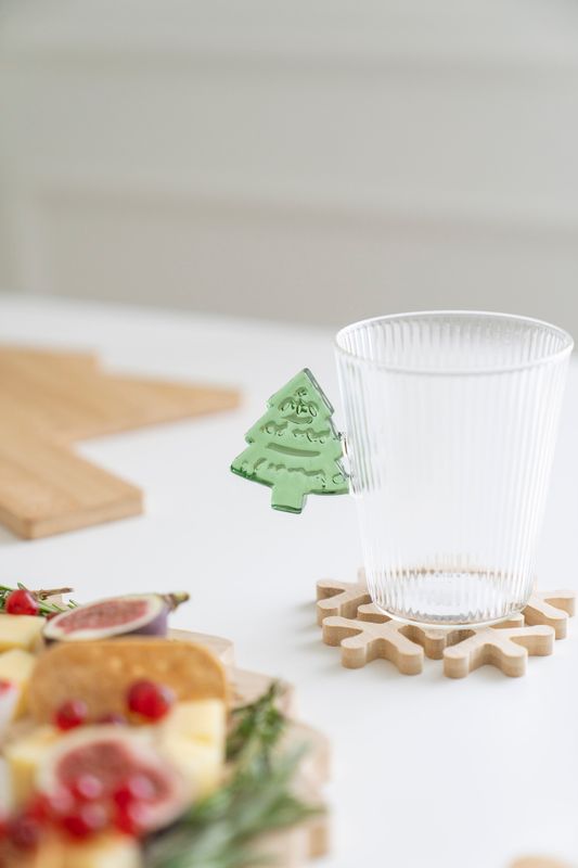 Tekopp - Glas Räfflor Julgran