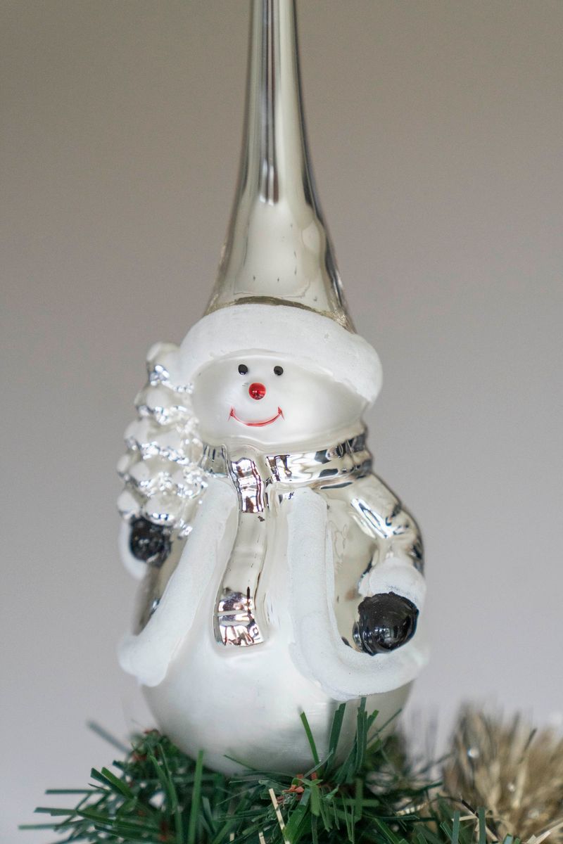 Trädtoppar - Silver Snögubbe 28cm