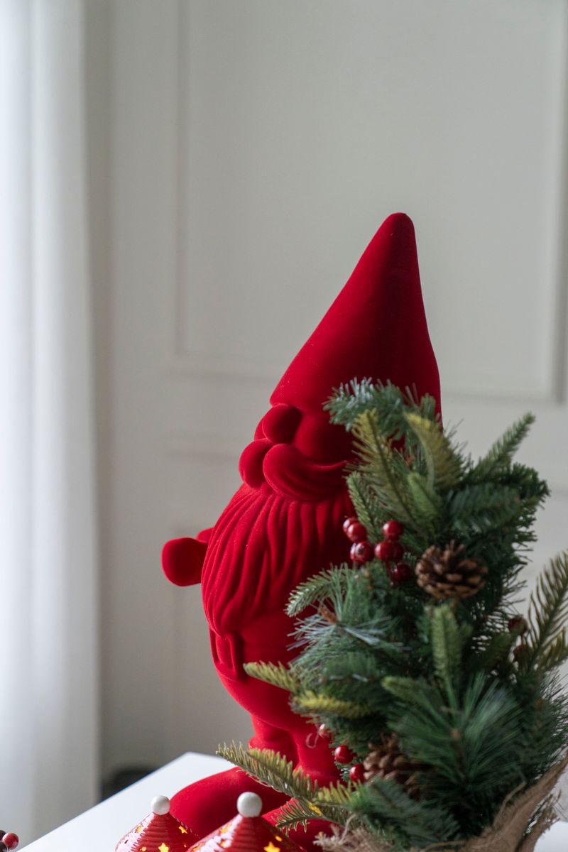 Velour Tomte 56cm Röd