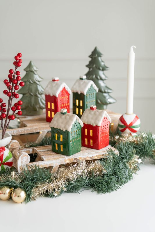 LED Hus/m snø 13cm - Grønn