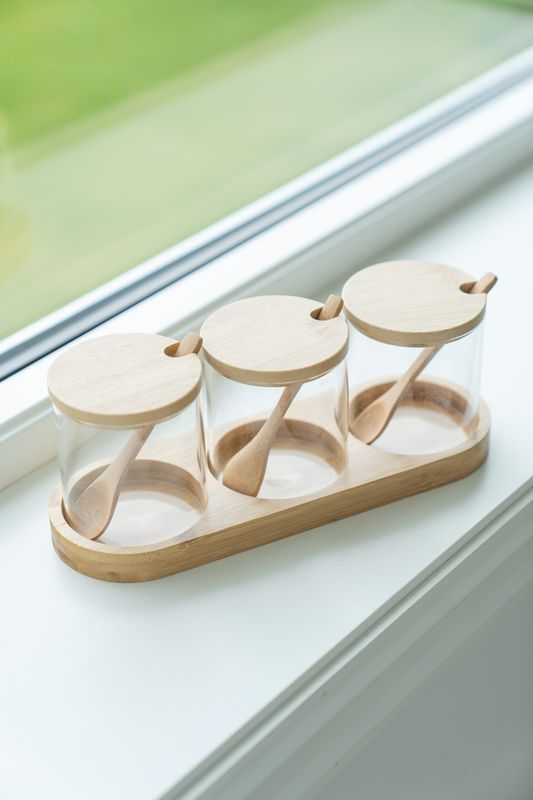 Glasburkar med sked – set med 3 burkar