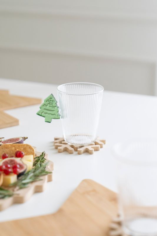 Tekopp - Glas Räfflor Julgran