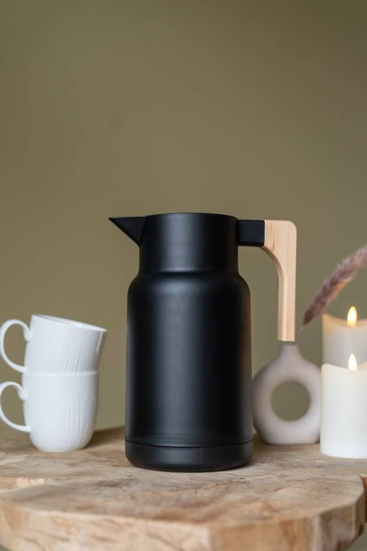 Kaffekanna m/trähandtag Svart