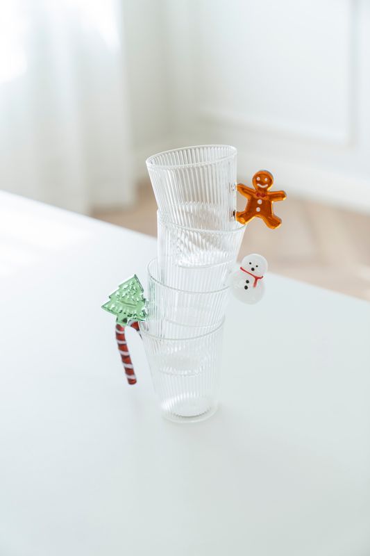 Tekopp - Glas Räfflor Julgran