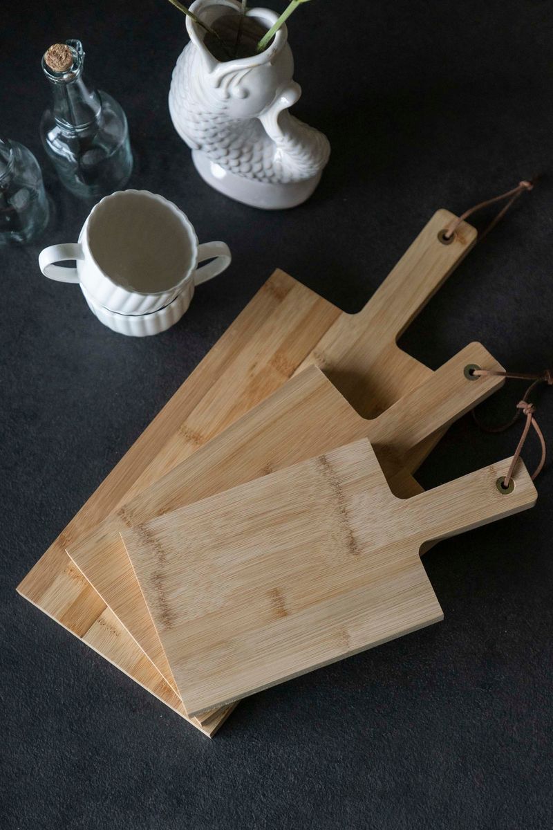 Bricka - Bambu 3-pack med handtag